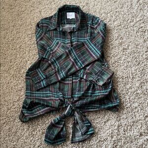 JOA Just One Answer Plaid Shirt in Green and Brown size Med